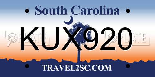 KUX920 South Carolina License Plate