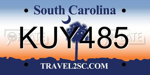 KUY485 South Carolina License Plate