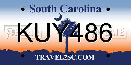 KUY486 South Carolina License Plate