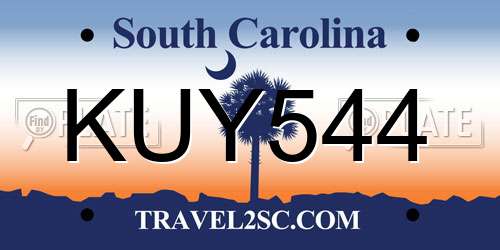KUY544 South Carolina License Plate