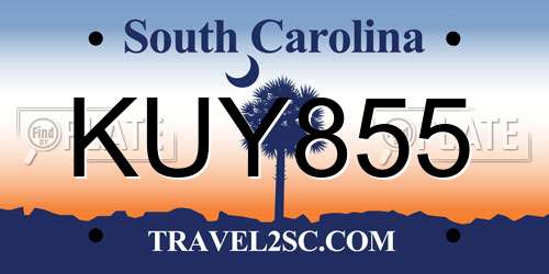 KUY855 South Carolina License Plate