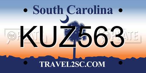 KUZ563 South Carolina License Plate