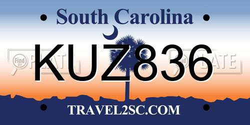 KUZ836 South Carolina License Plate