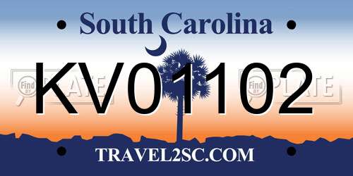 KV01102 South Carolina License Plate