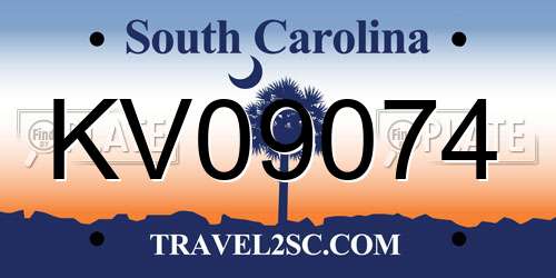 KV09074 South Carolina License Plate