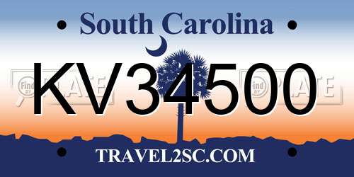 KV34500 South Carolina License Plate