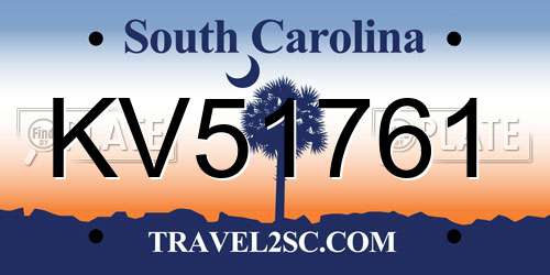 KV51761 South Carolina License Plate