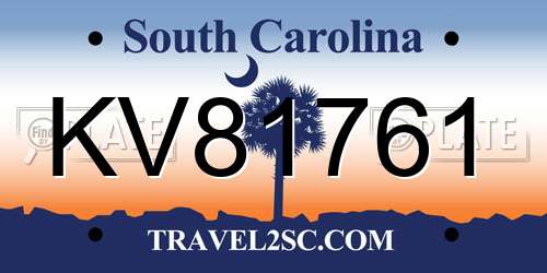 KV81761 South Carolina License Plate