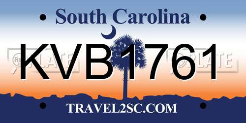 KVB1761 South Carolina License Plate