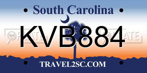 KVB884 South Carolina License Plate