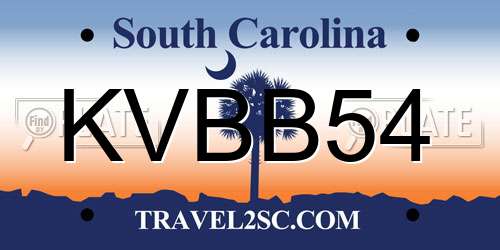 KVBB54 South Carolina License Plate