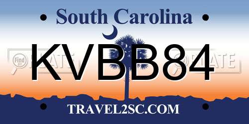 KVBB84 South Carolina License Plate