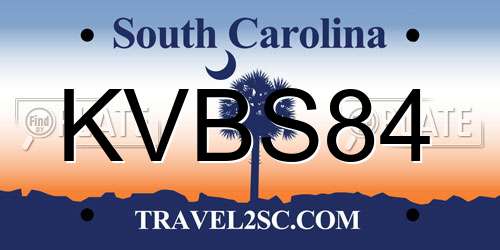 KVBS84 South Carolina License Plate