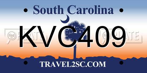 KVC409 South Carolina License Plate