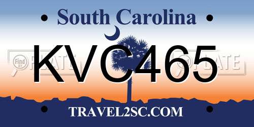 KVC465 South Carolina License Plate