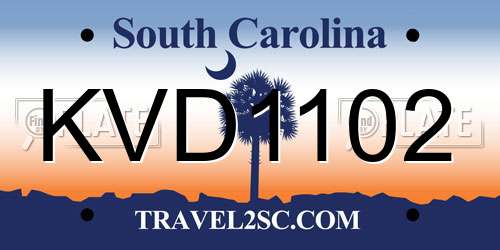 KVD1102 South Carolina License Plate
