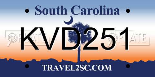 KVD251 South Carolina License Plate