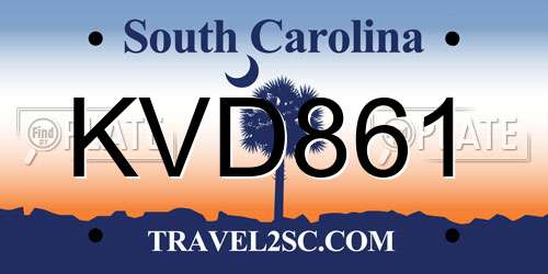 KVD861 South Carolina License Plate