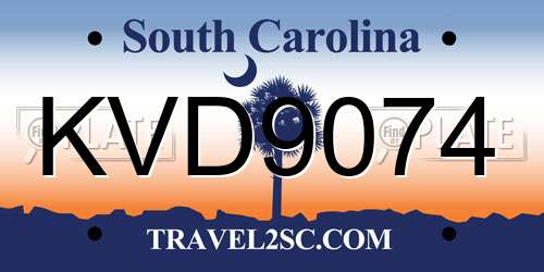 KVD9074 South Carolina License Plate