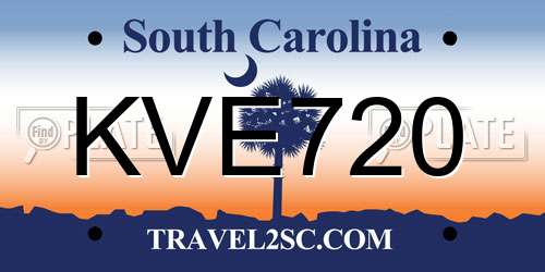 KVE720 South Carolina License Plate