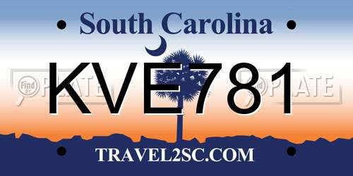 KVE781 South Carolina License Plate