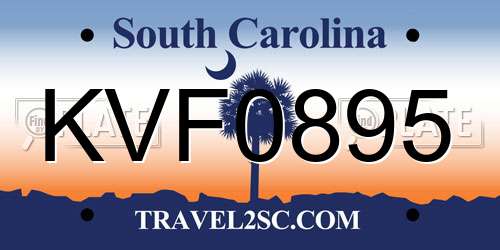 KVF0895 South Carolina License Plate