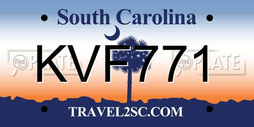 KVF771 South Carolina License Plate