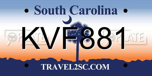 KVF881 South Carolina License Plate