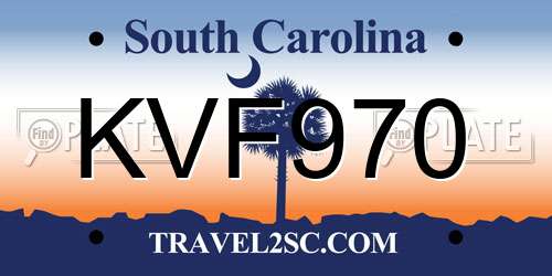 KVF970 South Carolina License Plate