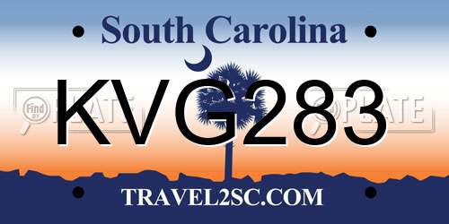 KVG283 South Carolina License Plate