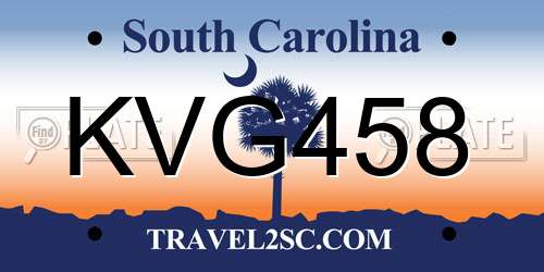 KVG458 South Carolina License Plate