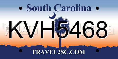 KVH5468 South Carolina License Plate