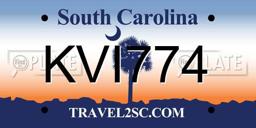 KVI774 South Carolina License Plate