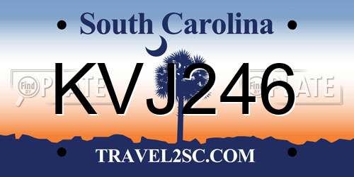 KVJ246 South Carolina License Plate