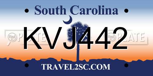 KVJ442 South Carolina License Plate