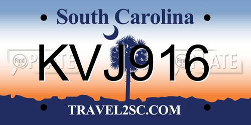 KVJ916 South Carolina License Plate