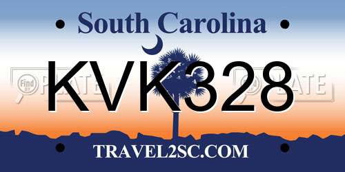 KVK328 South Carolina License Plate