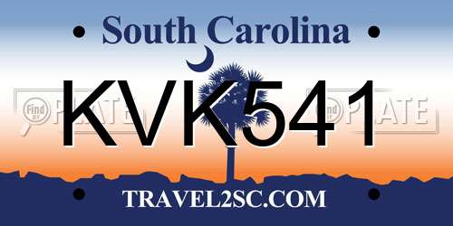 KVK541 South Carolina License Plate