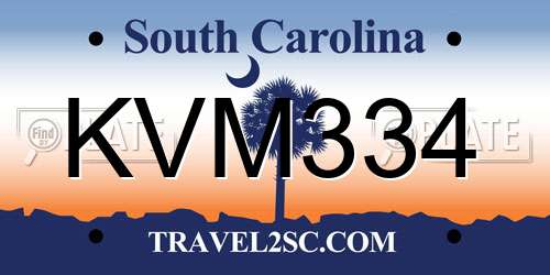 KVM334 South Carolina License Plate