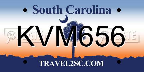 KVM656 South Carolina License Plate