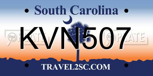 KVN507 South Carolina License Plate