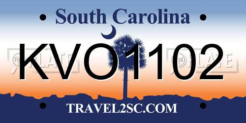 KVO1102 South Carolina License Plate