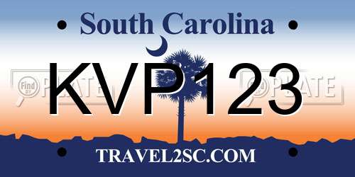 KVP123 South Carolina License Plate