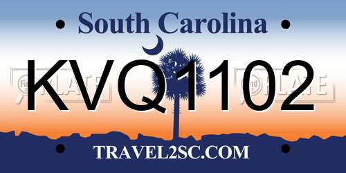 KVQ1102 South Carolina License Plate