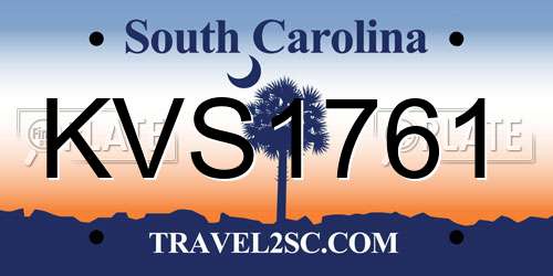 KVS1761 South Carolina License Plate