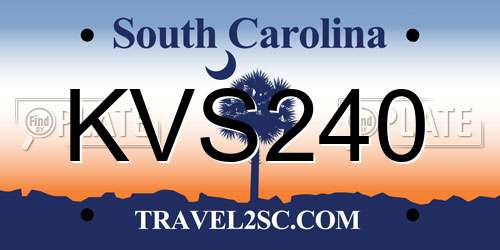 KVS240 South Carolina License Plate