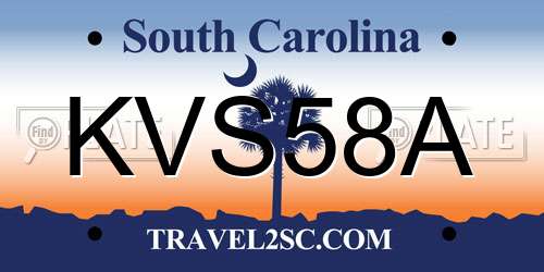 KVS58A South Carolina License Plate