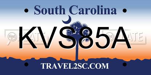 KVS85A South Carolina License Plate