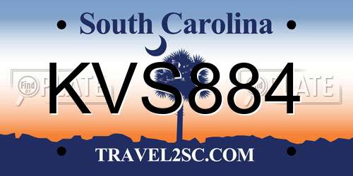 KVS884 South Carolina License Plate
