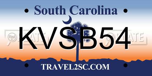 KVSB54 South Carolina License Plate
